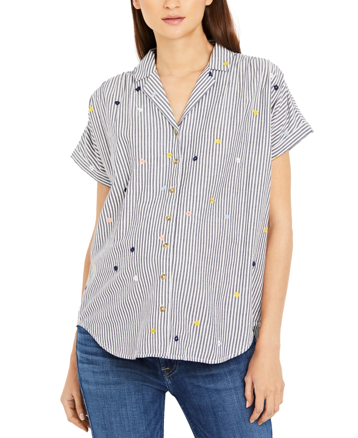  A Pea in the Pod Cotton Embroidered Maternity Shirt