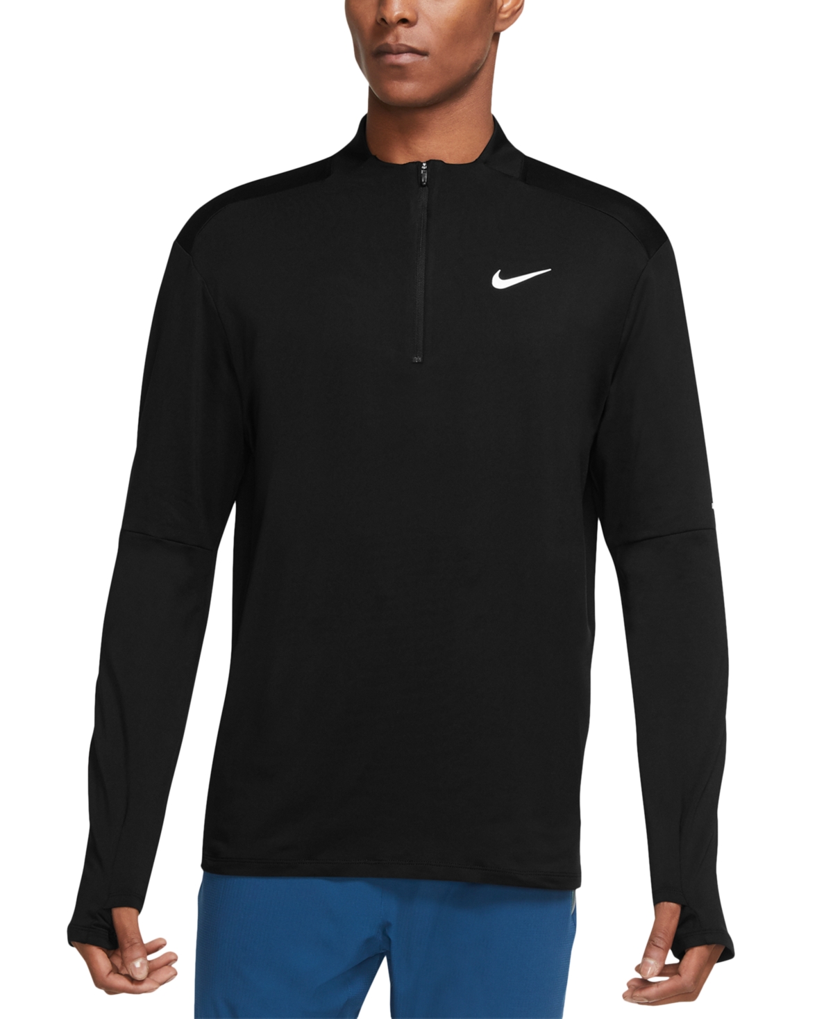 Shop Nike Men's Element Running Quarter-zip In Black,reflective Silver