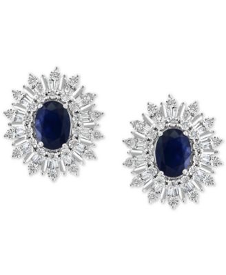 EFFY&reg; Sapphire (1/3 ct. t.w.) & Diamond (1/3 ct. t.w.) Stud Earrings in 14k White Gold. (Also available in Ruby and Emerald)