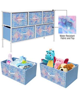 5 Drawers Dresser- Storage Unit with Steel Frame, Wood Top, Fabric Bins - for Bedroom, Closet, Office and more