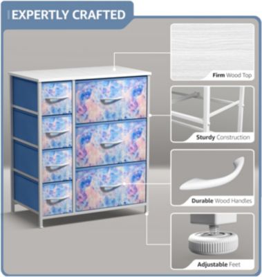 Dresser with 7 Drawers - Storage Chest Organizer with Steel Frame, Wood Top, Handles, Fabric Bins