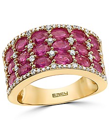 EFFY® Ruby (4-1/4 ct. t.w.) & Diamond (3/8 ct. t.w.) Multirow Statement Ring in 14k Rose Gold