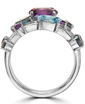 EFFY&reg; Multi-Gemstone Triple Row Statement Ring (3-3/4 ct. t.w.) in Sterling Silver