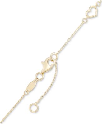 Polished Open Heart Ankle Bracelet in 10k Gold