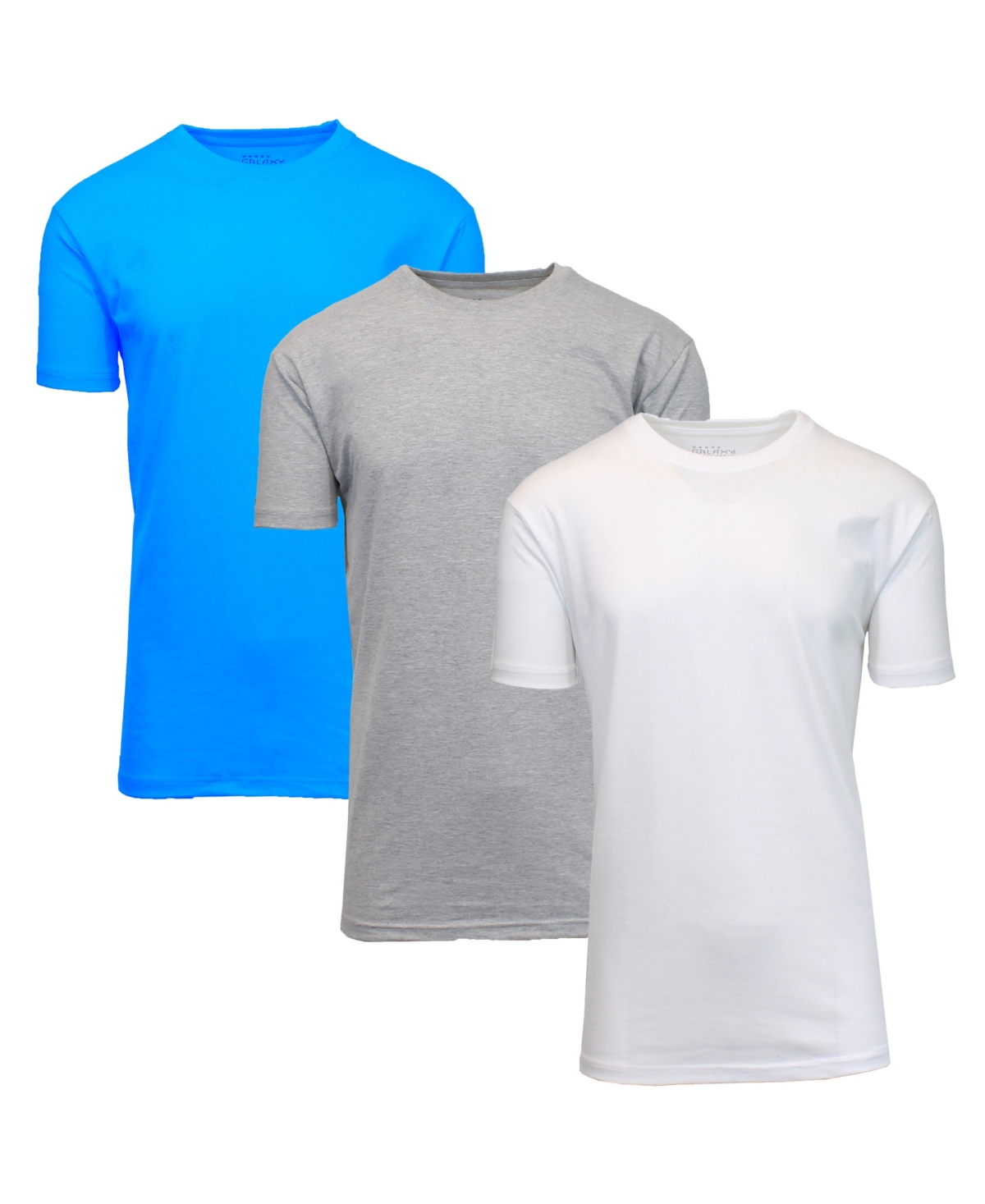 Galaxy By Harvic Men's Crewneck T-Shirts, Pack of 3 - Aqua-Heather Gray-White