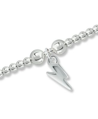 Bead Thunder Bolt Charm Bracelet in Silver Plate