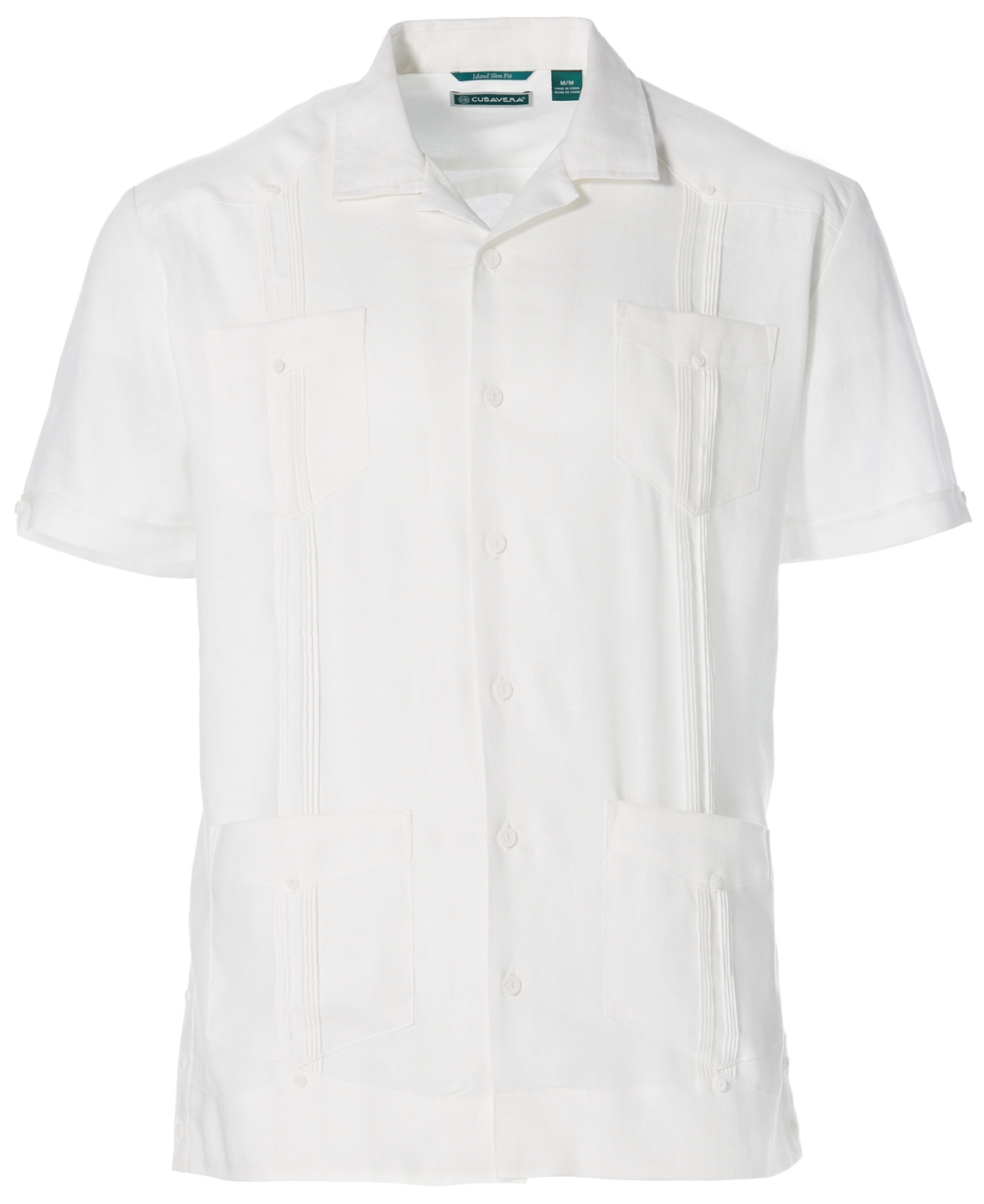 Cubavera Men's Big & Tall Short-Sleeve 4-Pocket 100% Linen Guayabera Shirt