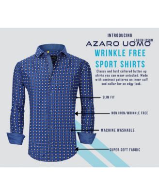 Men's Slim Fit Business Nautical Button Down Dress Shirt