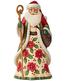 Santa with Poinsettias Figurine