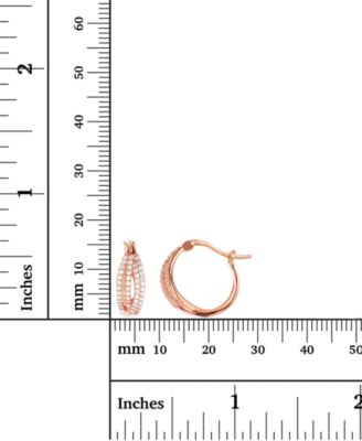 Cubic Zirconia Crossover Hoop Earrings in Sterling Silver (Also in 14k Gold Over Silver or 14k Rose Gold Over Silver)
