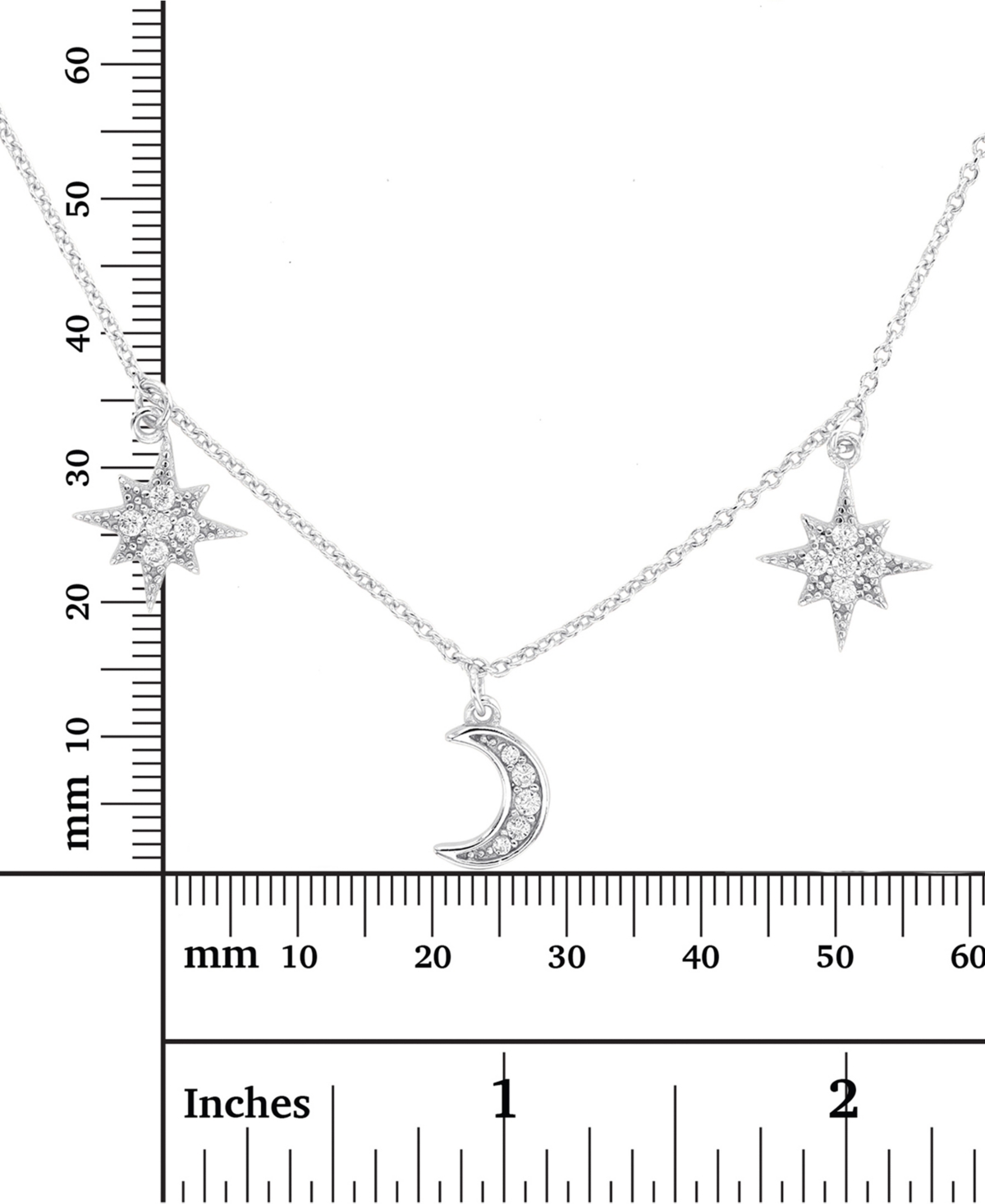 Cubic Zirconia Star & Moon Dangle Statement Necklace  16