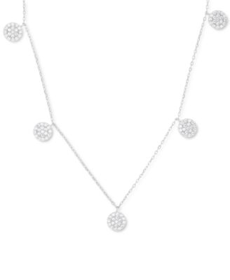 Macy's - Cubic Zirconia Cluster Disc Dangle 17" Statement Necklace in Sterling Silver