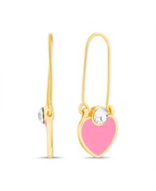 Casted stone and enamel heart charm hoop earrings