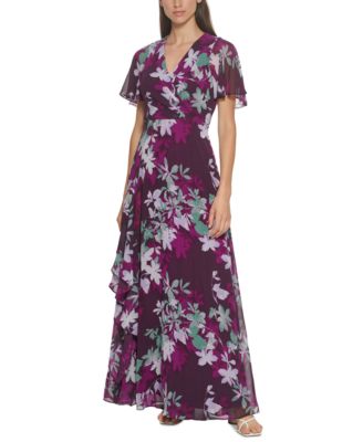 Calvin Klein Black Floor Length Chiffon Dress