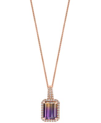 LALI Jewels - Ametrine (2-1/2 ct. t.w.) & Diamond (1/5 ct. t.w.) 18" Pendant Necklace in 14k Rose Gold