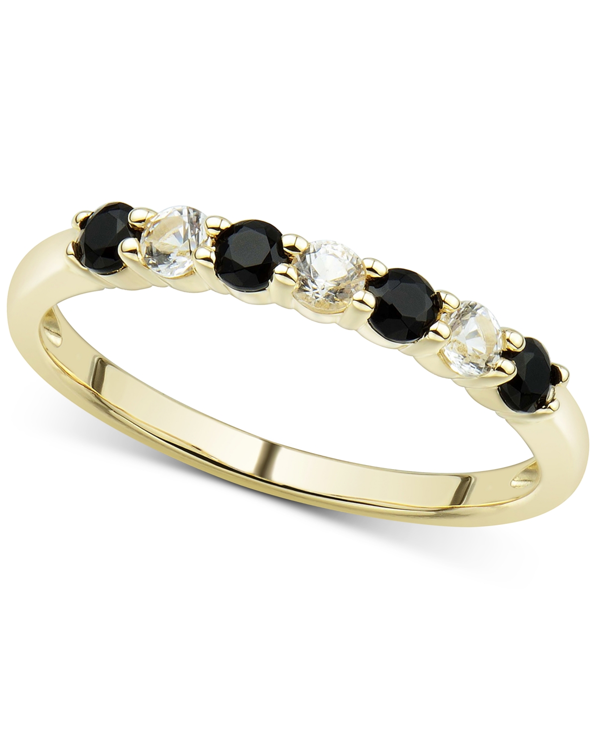 Onyx & White Topaz (1/4 ct. t.w.) Stack Ring in 14k Gold - K Yellow Gold