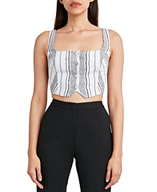Striped Woven Cropped Top