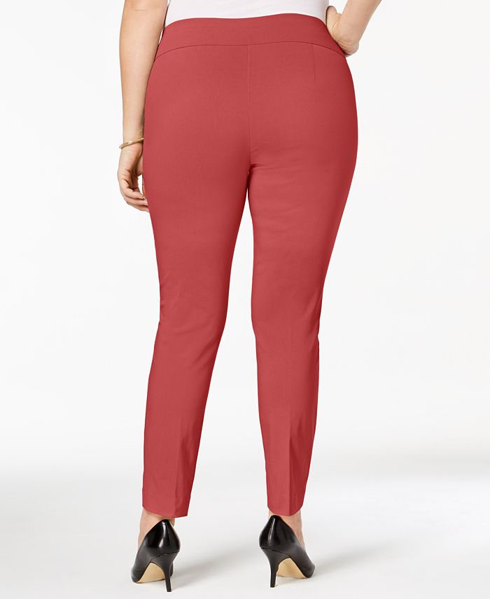 Alfani Plus Size Tummy-Control Pull-On Skinny Pants, Created for Macy's ...