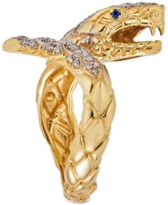 Diamond Snake Ring (1/4 ct. t.w.) in 14k Yellow Gold-Plated Sterling Silver