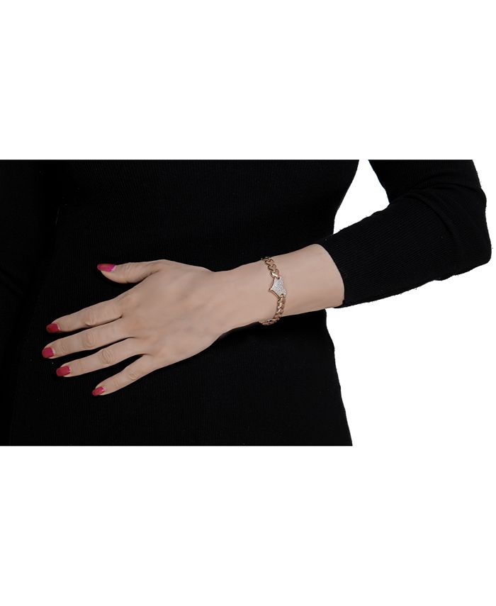 Macy's Diamond Heart Cluster Link Bracelet (3/4 ct. t.w.) in 14k Gold