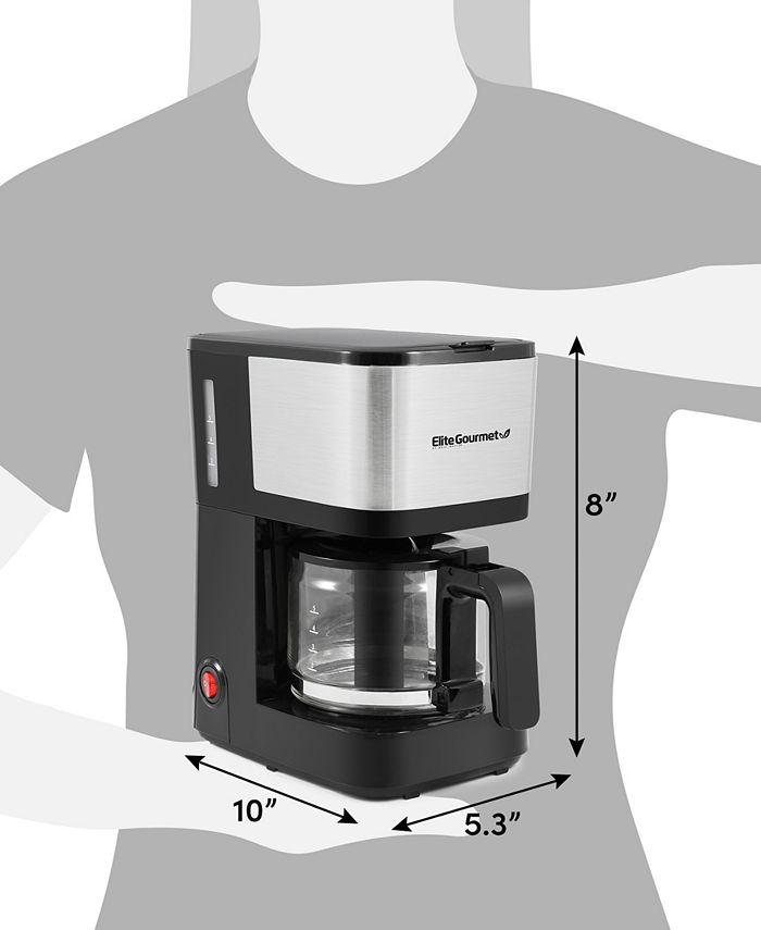 Elite Gourmet 5 Cup Automatic Brew & Drip Coffee Maker with Pause