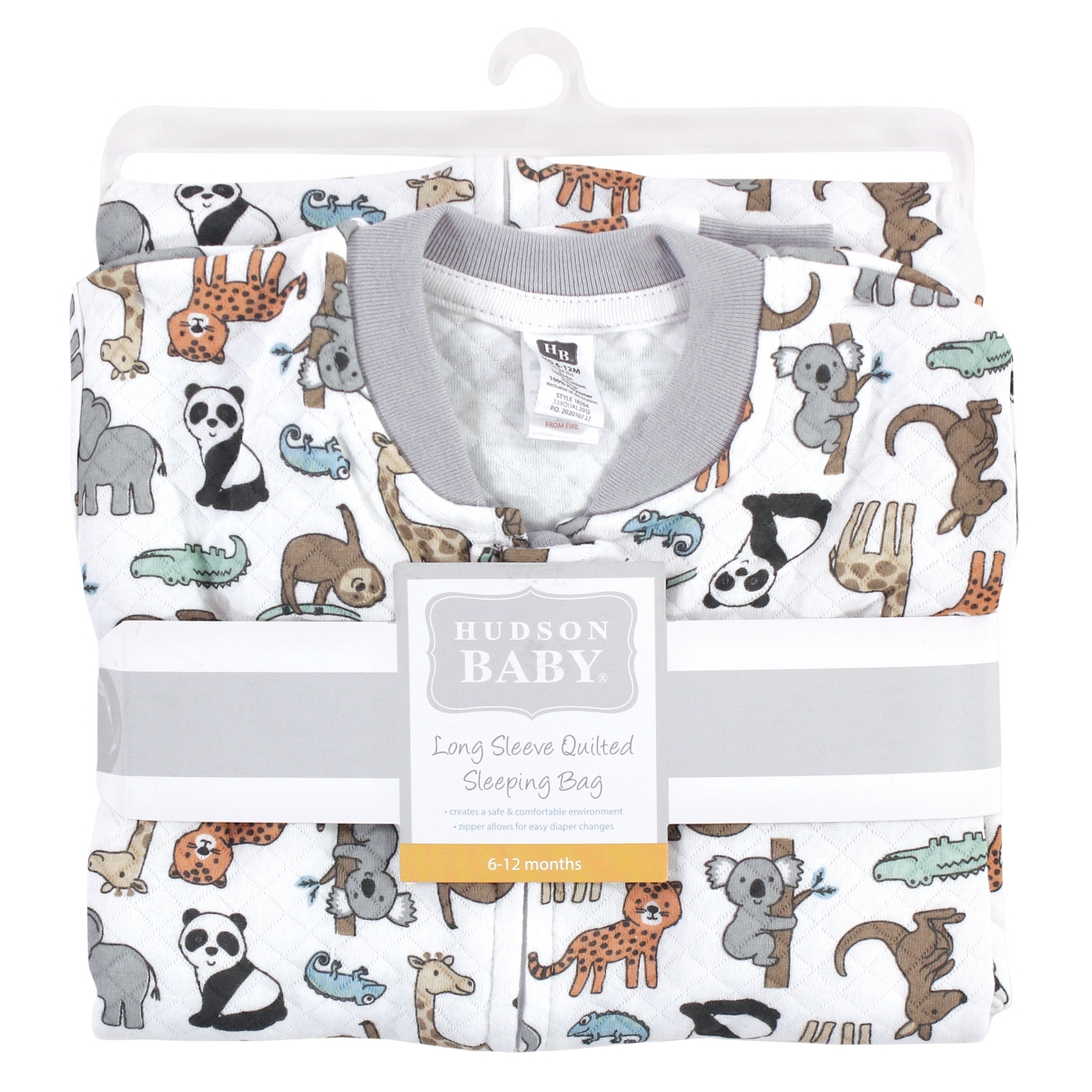 Hudson Baby Baby Boys Premium Quilted Long Sleeve Sleeping Bag and Wearable Blanket,- Zoo animals