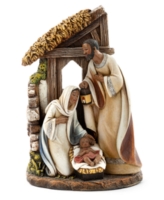 Napco African American Holy Family in Creche Figurine - Brown