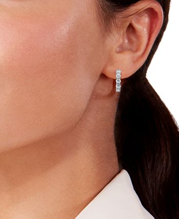 De Beers Forevermark - Diamond Extra Small Hoop Earrings (3/4 ct. t.w.) in 14k White Gold, 0.385"