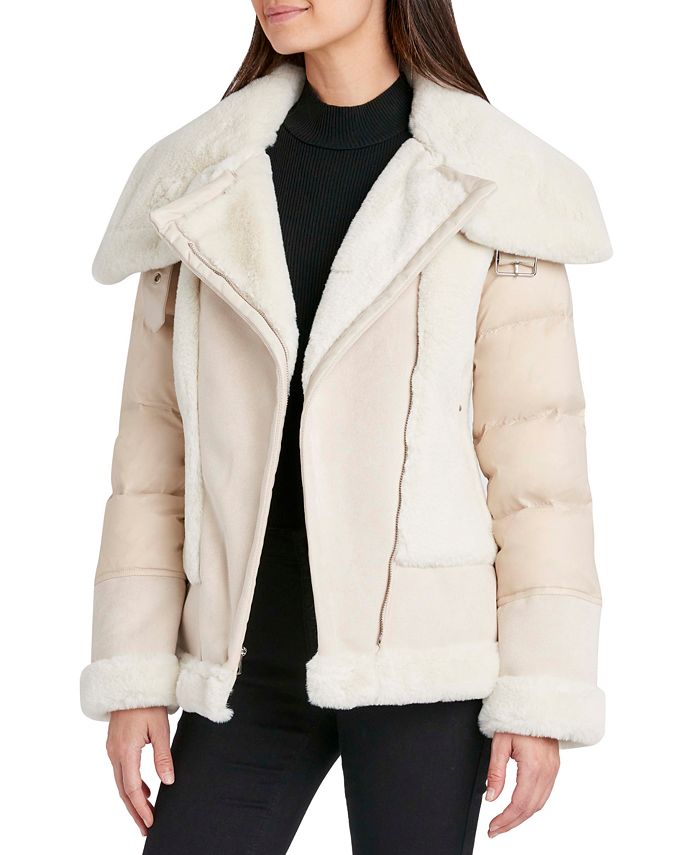 Tahari
 Saylor Faux Shearling Moto Puffer Coat main image 1