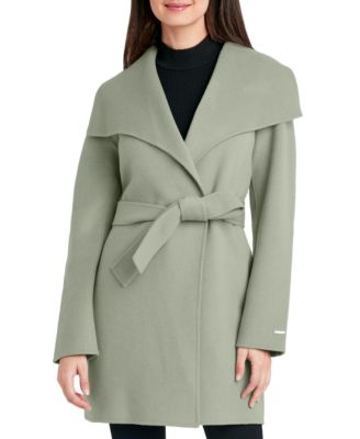 tahari double face wrap coat