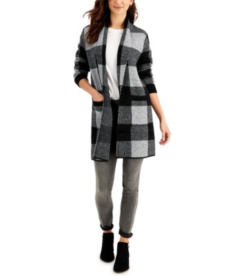 Style & Co - Plaid Shawl-Collar Cardigan
