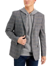 Men's Modern-Fit Gray/Brown Plaid Blazer