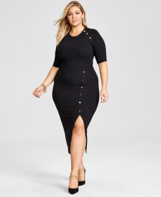Nina Parker Trendy Plus Size Ribbed Midi Dress, Created for Macy's