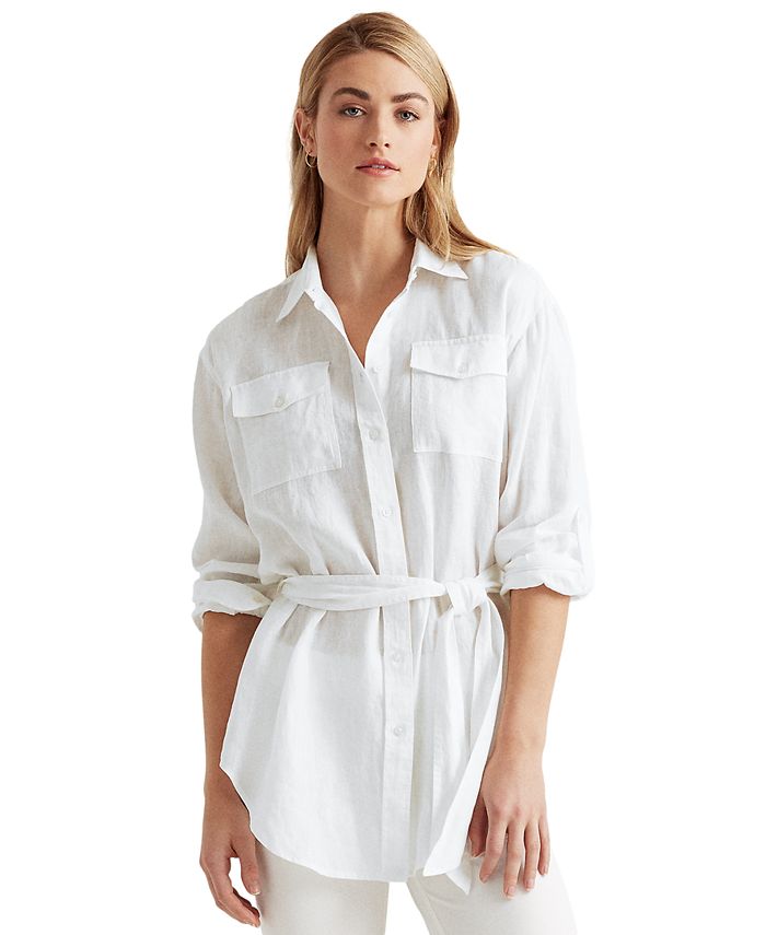 Lauren Ralph Lauren Lightweight Belted Linen Shirt & Reviews - Tops ...