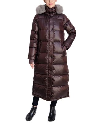 Women's Faux-Fur-Trim Hooded Down Maxi Puffer Coat, Created for Macy's