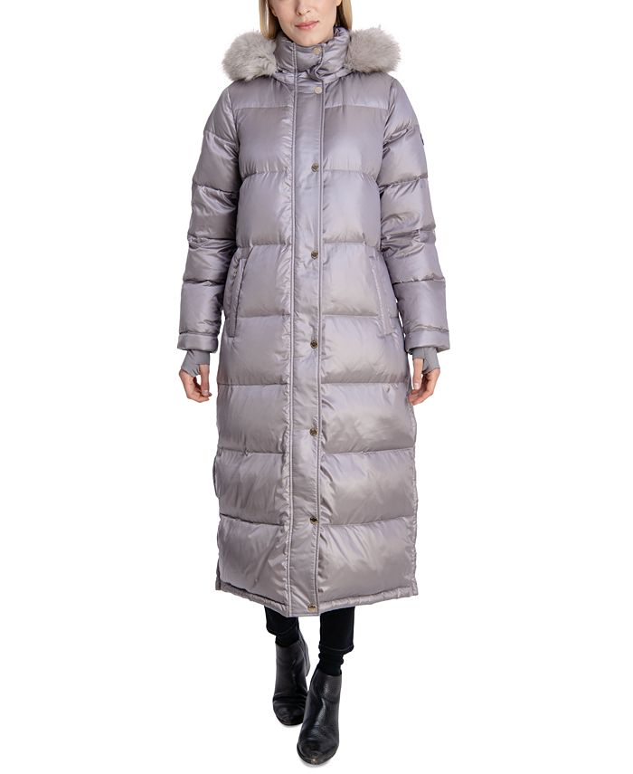 Women's Faux-Fur-Trim Hooded Maxi Puffer Coat