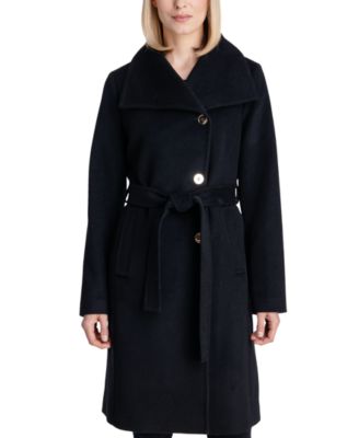 michael michael kors asymmetrical wrap wool blend belted coat