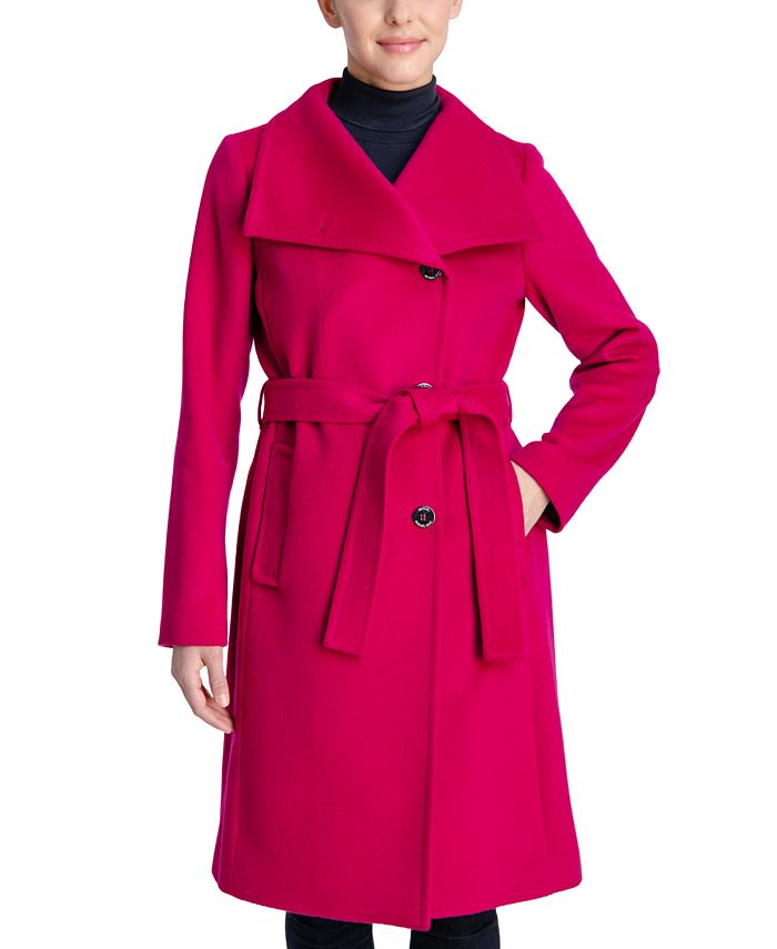 Michael Kors Women's Petite Asymmetrical Belted Wrap Coat - Macy's