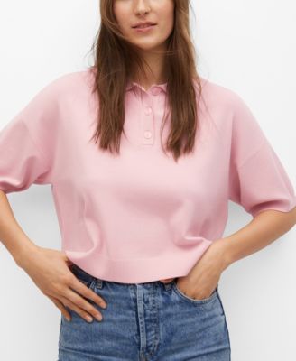 Mango Women's Crop Oversized Polo Shirt 