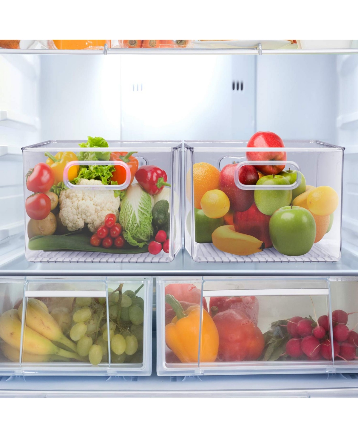 Sorbus 3 Pack Large Clear Plastic Container Bins - Great for Organizing the Kitchen, Fridge, Pantry and More