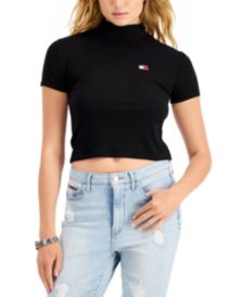 Mock Neck Cropped T-Shirt