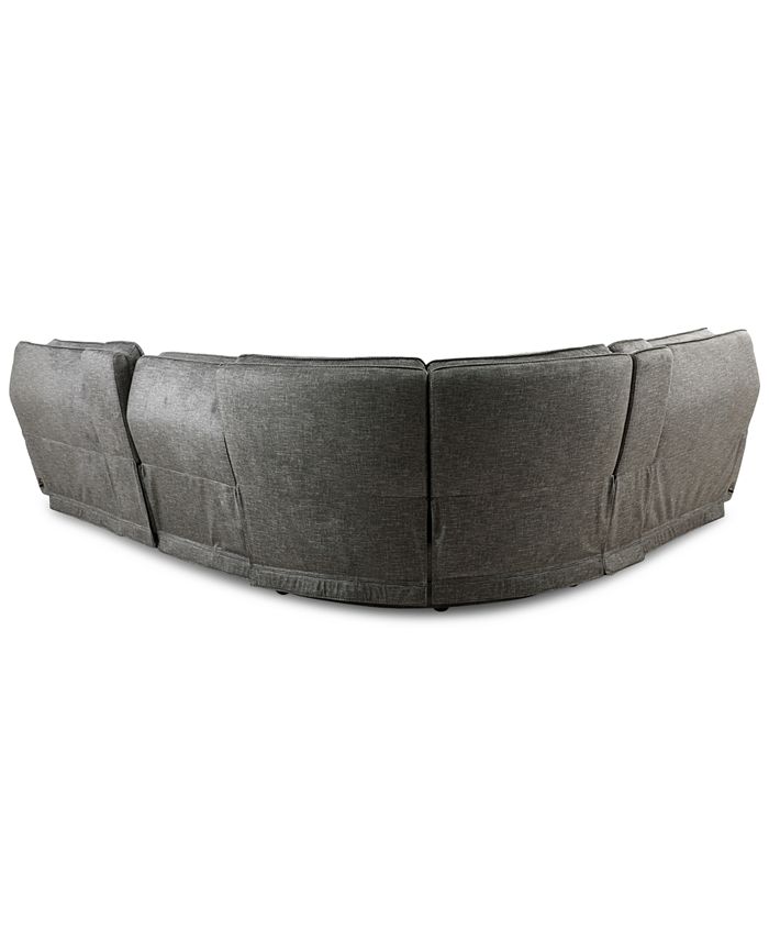 Furniture - Terrine 6-Pc. Fabric Sectional with 3 Power Motion Recliners and 2 USB Consoles