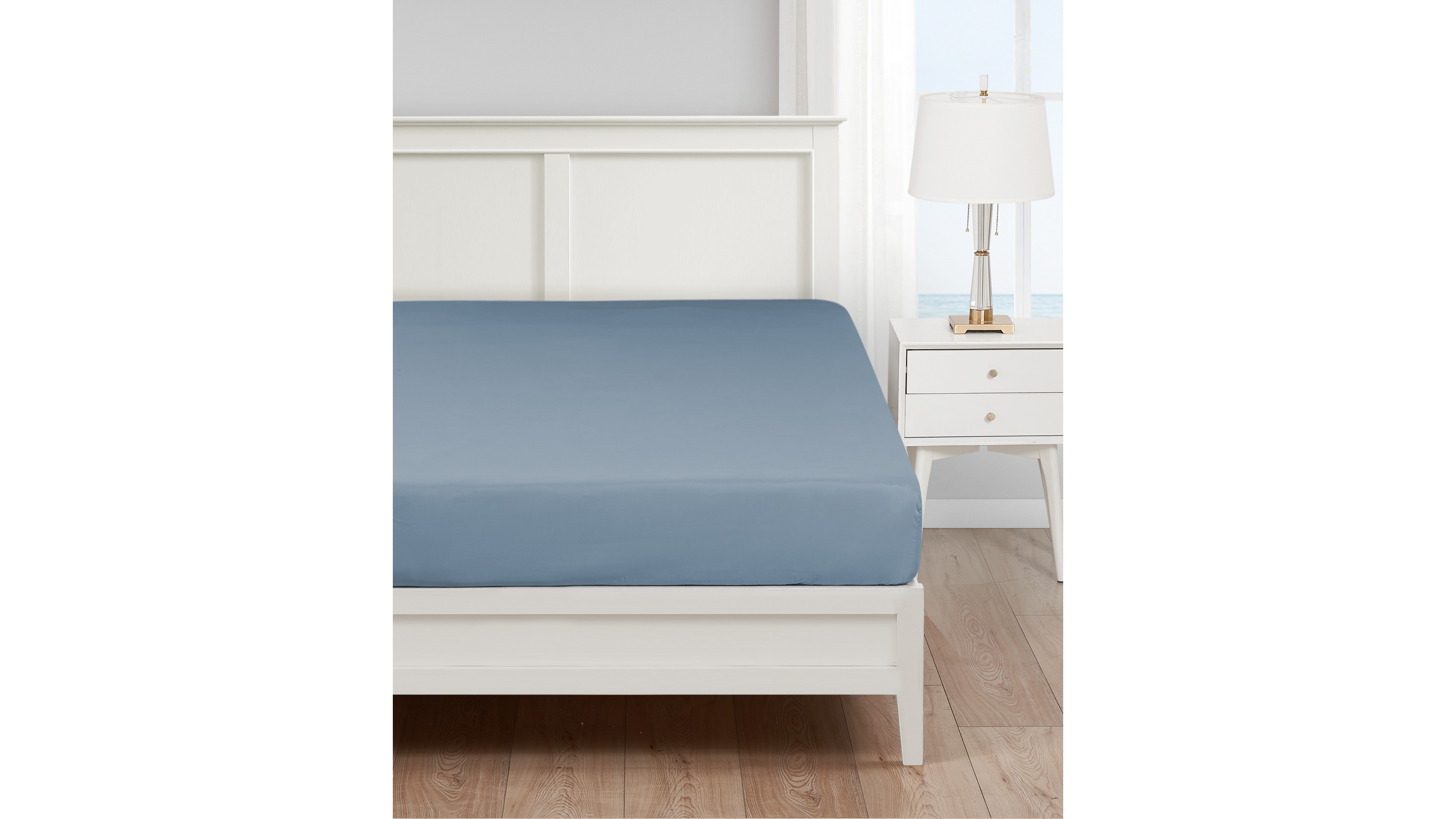 Nautica Solid Cotton Rich Blend Fitted Sheet, Full