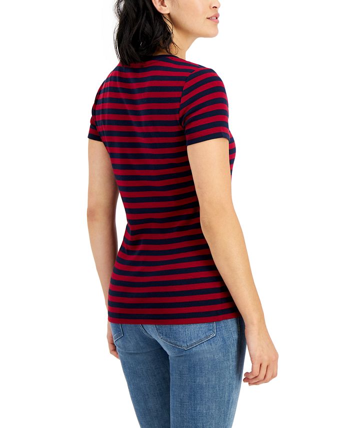 Tommy Hilfiger Cotton Striped V-Neck T-Shirt - Macy's