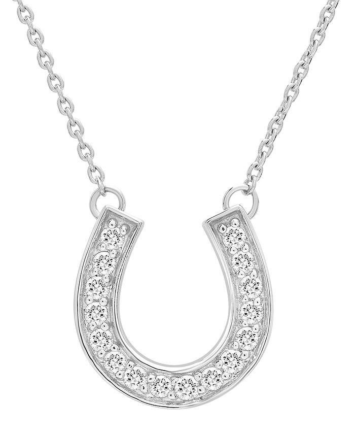 Wrapped - Diamond Horseshoe Pendant Necklace (1/6 ct. tw) in 14k White Gold, 17" + 2" extender