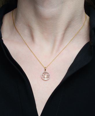 Diamond Tree 20" Pendant Necklace (1/10 ct. t.w.) in 14k Yellow or Rose Gold,  Created for Macy's