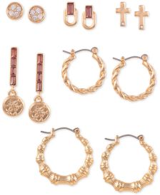 Gold-Tone 6-Pc. Set Crystal & Stone Earrings