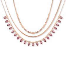 Gold-Tone Crystal Layered Necklace, 14" + 2" extender