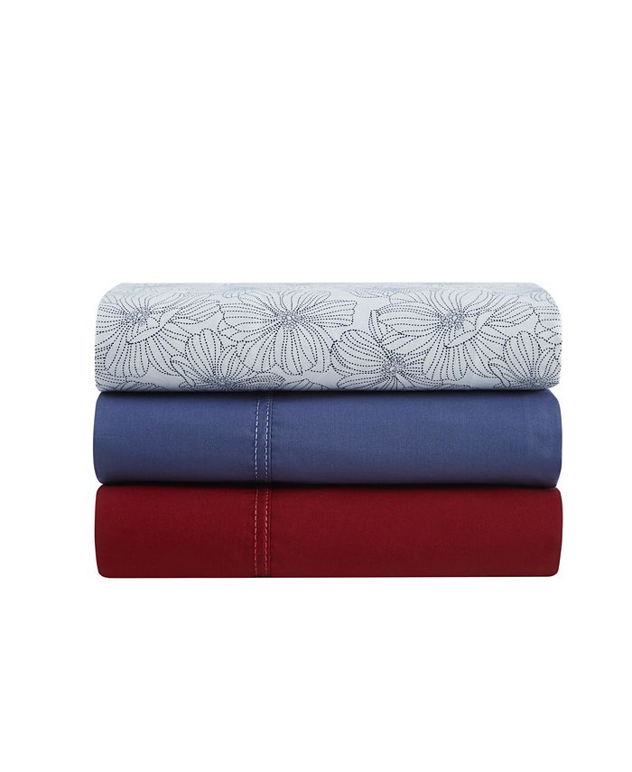 Tommy Hilfiger Signature 5 Piece Sheet Set Red Dahlia, Twin XL Macy's