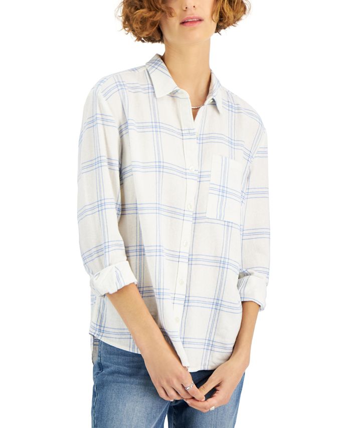 Style & Co Cotton Windowpane-Plaid Flannel Shirt, Created for Macy's ...